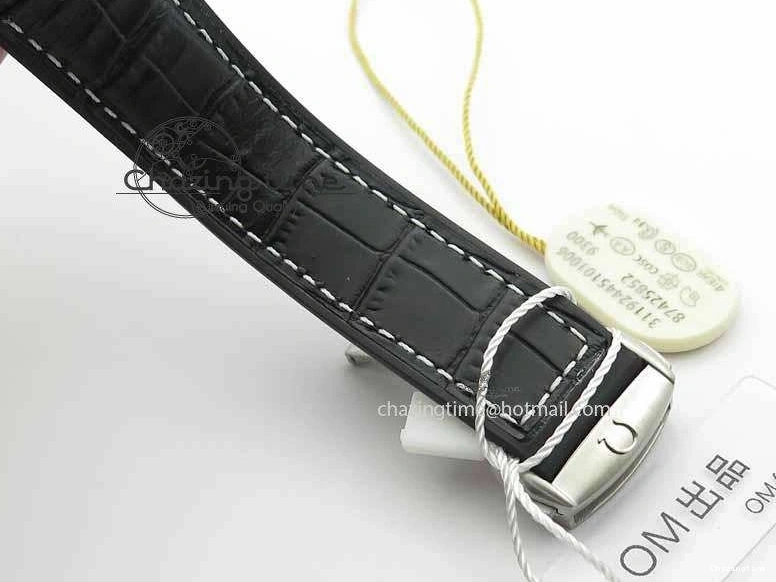 0217 Tailored Planet Ocean Master Chronometer SS OM 1:1 Best Edition Black Dial On Leather Strap A 8173